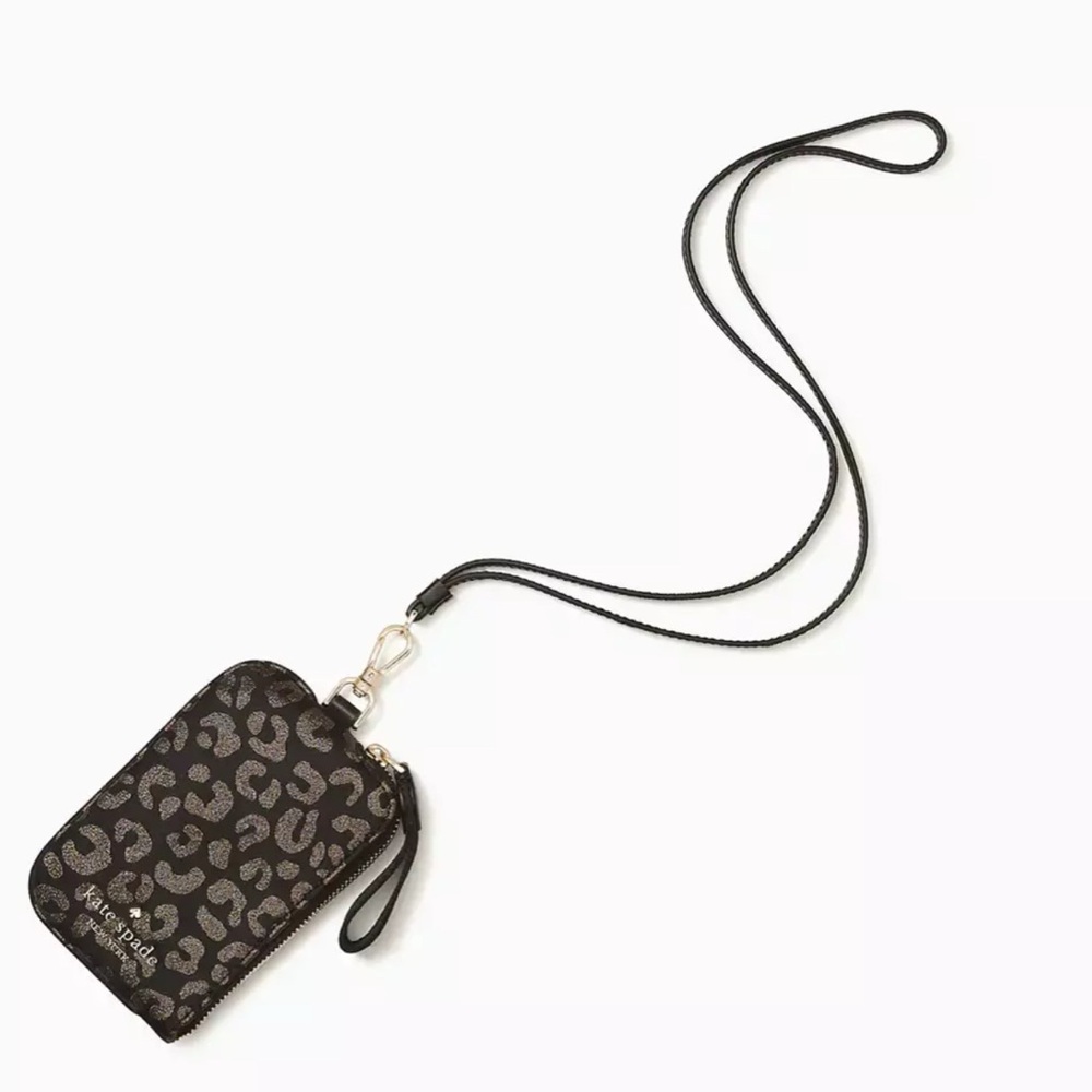 NWOT Kate Spade Chelsea The Little Better Black Multi Silver Leopard Lanyard